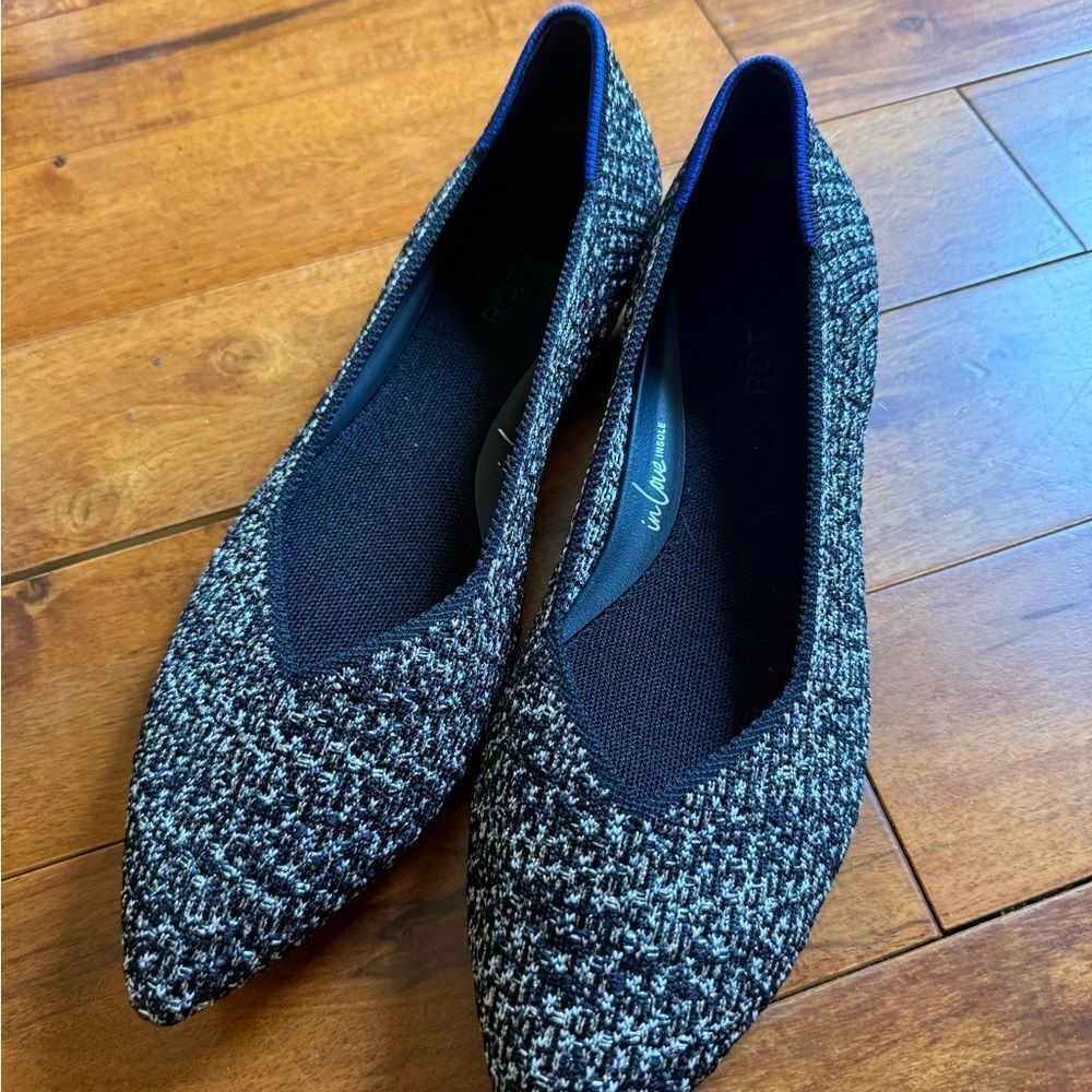 🩷 New Rothy's The Point Ii - Dusk Tweed Black and Gray Flats size 11.5